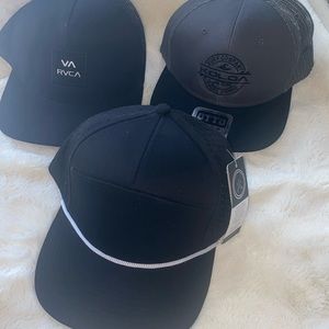 Hat LOT 3 SnapBack hats RVCA , KOLOA, Six Hats Supply Black